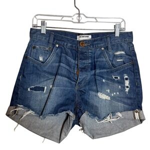ONE X ONETEASPOON Denim Cutoff Shorts Distressed Frayed Raw Hem‎ Women's Size 30
